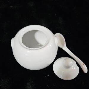 BIA CORDON BLEU White Porcelain Sugar Bowl w/Lid & Spoon 8oz